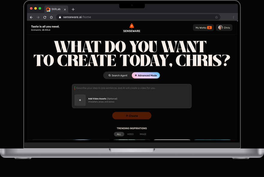 Senseware product preview on MacBook